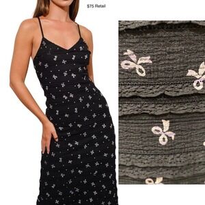 PRETTY GARBAGE So Long London Maxi Dress S Black Coquette Bows Whimsigoth NEW